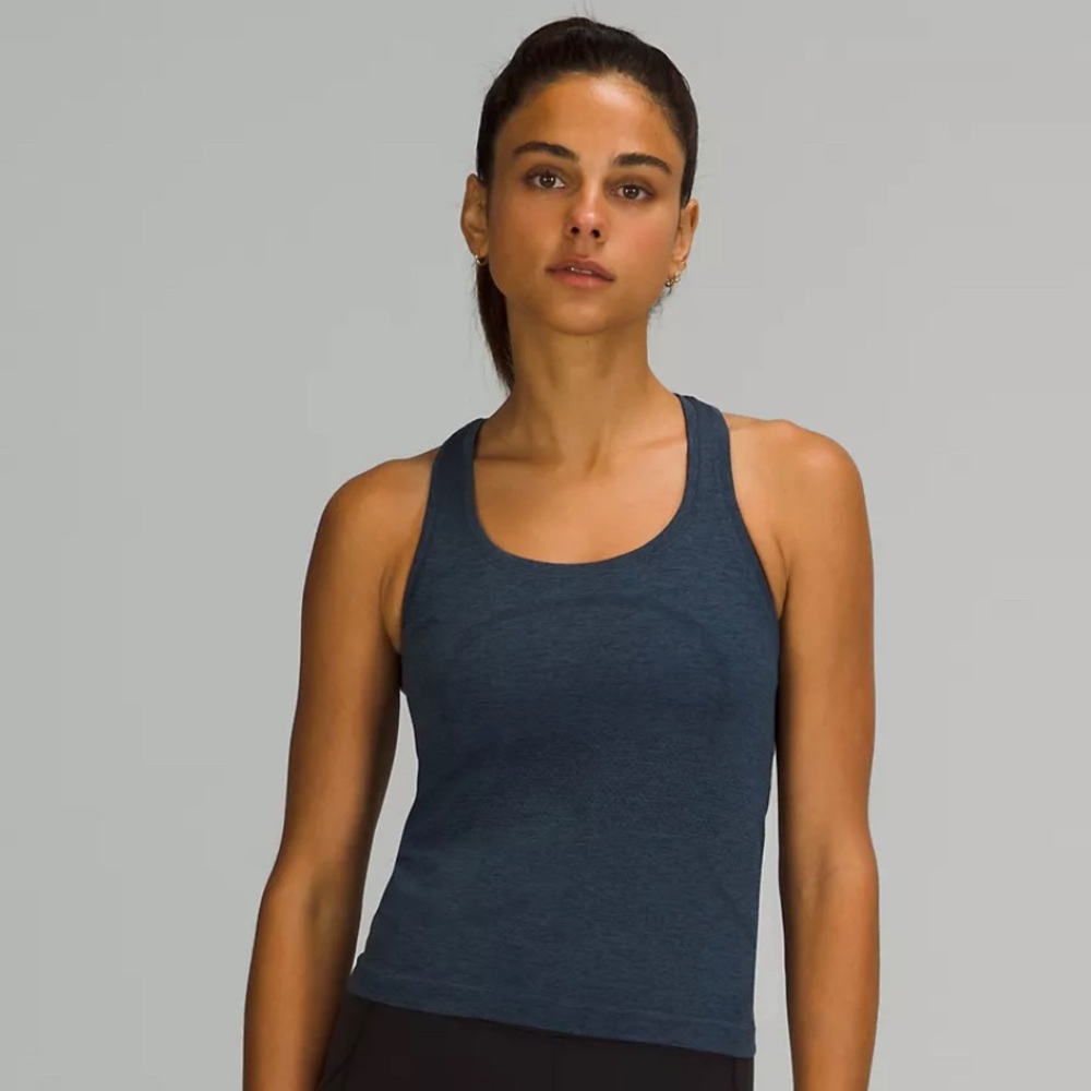 Swiftly Tech Racerback Tank Top 2.0 in True Navy/Iron Blue size 10